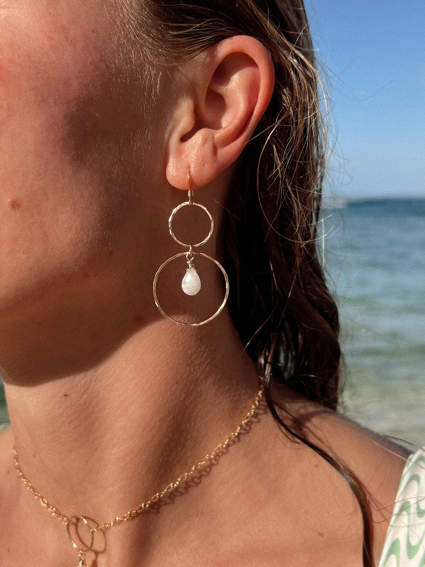 Gemstone Double Hoop Earrings